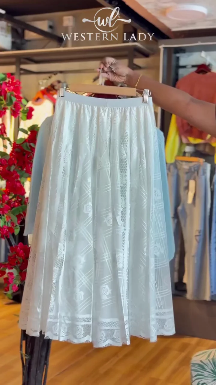 knitted bloom cardigan & lace skirt in powder blue