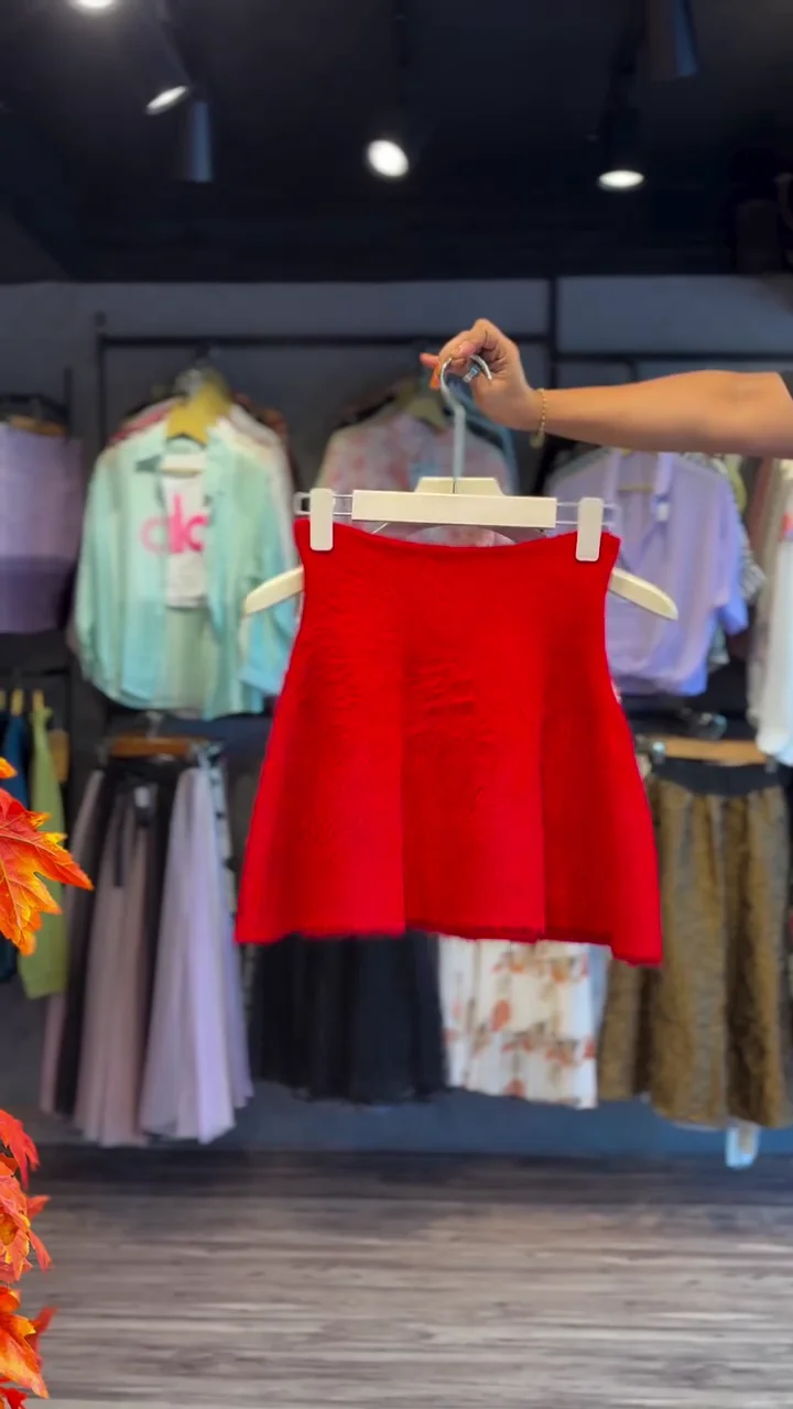 ruched crop top in white & red garment