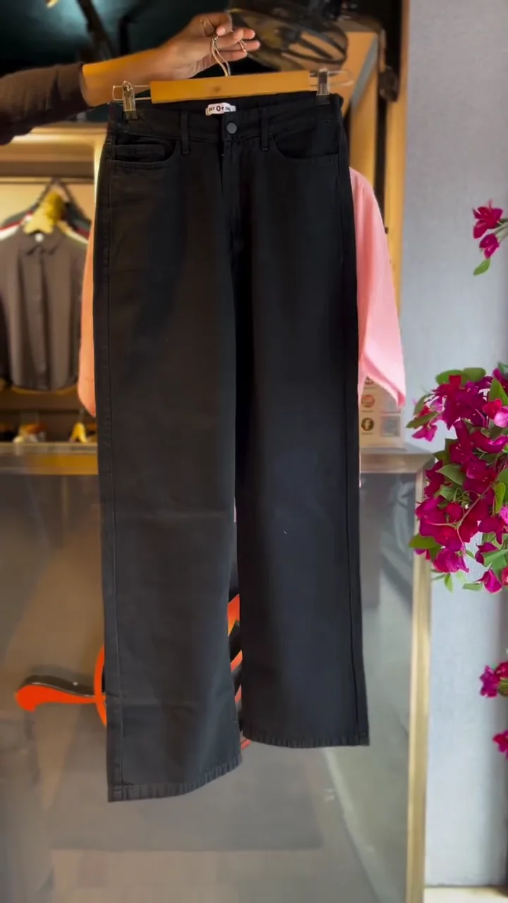 sheer blouse in petal pink & slit skirt in midnight black