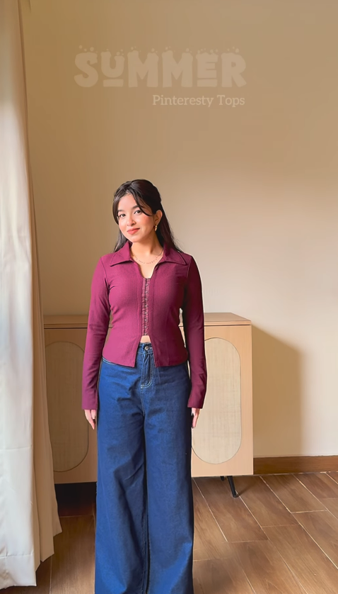 women flounce trimmed top