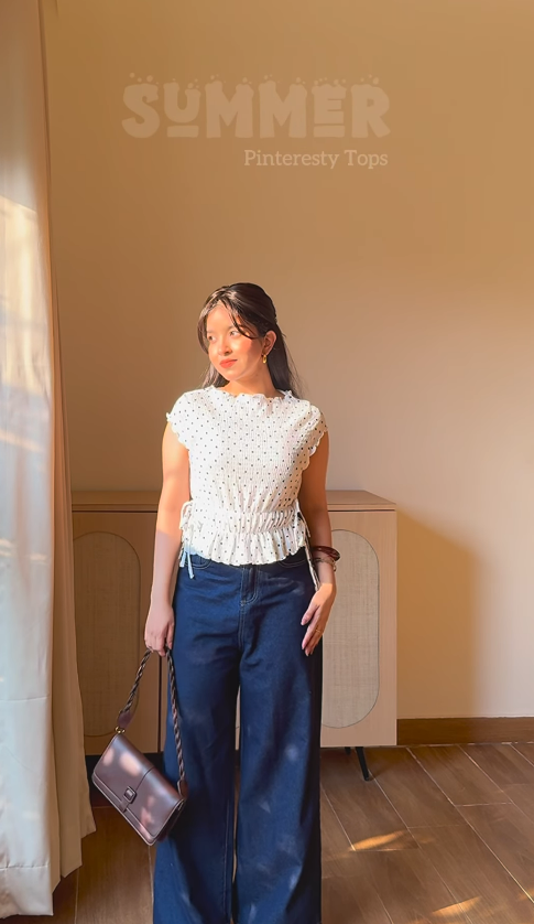 women flounce trimmed top