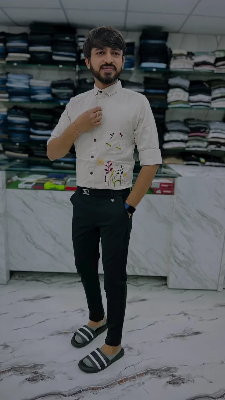 men’s cotton floral casual shirt