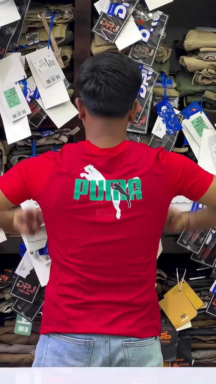 power up wings red round neck cotton half sleeved men’s t shirt